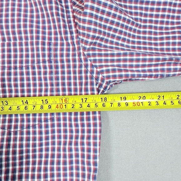Vince Button Shirt Men Small Blue Red White Check Gingham Lightweight Cotton - Picture 6 of 10